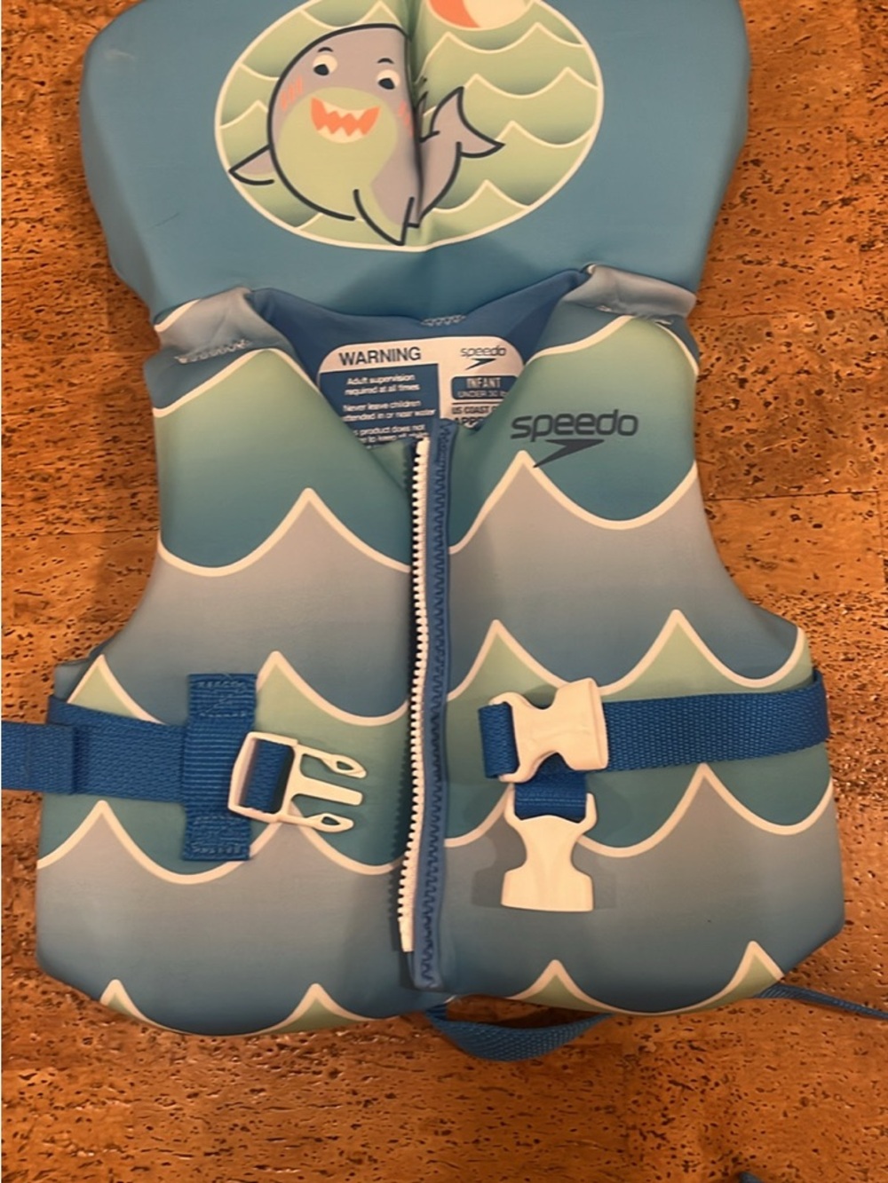 Speedo Infant Blue Shark Swim Vest with Wave Pattern